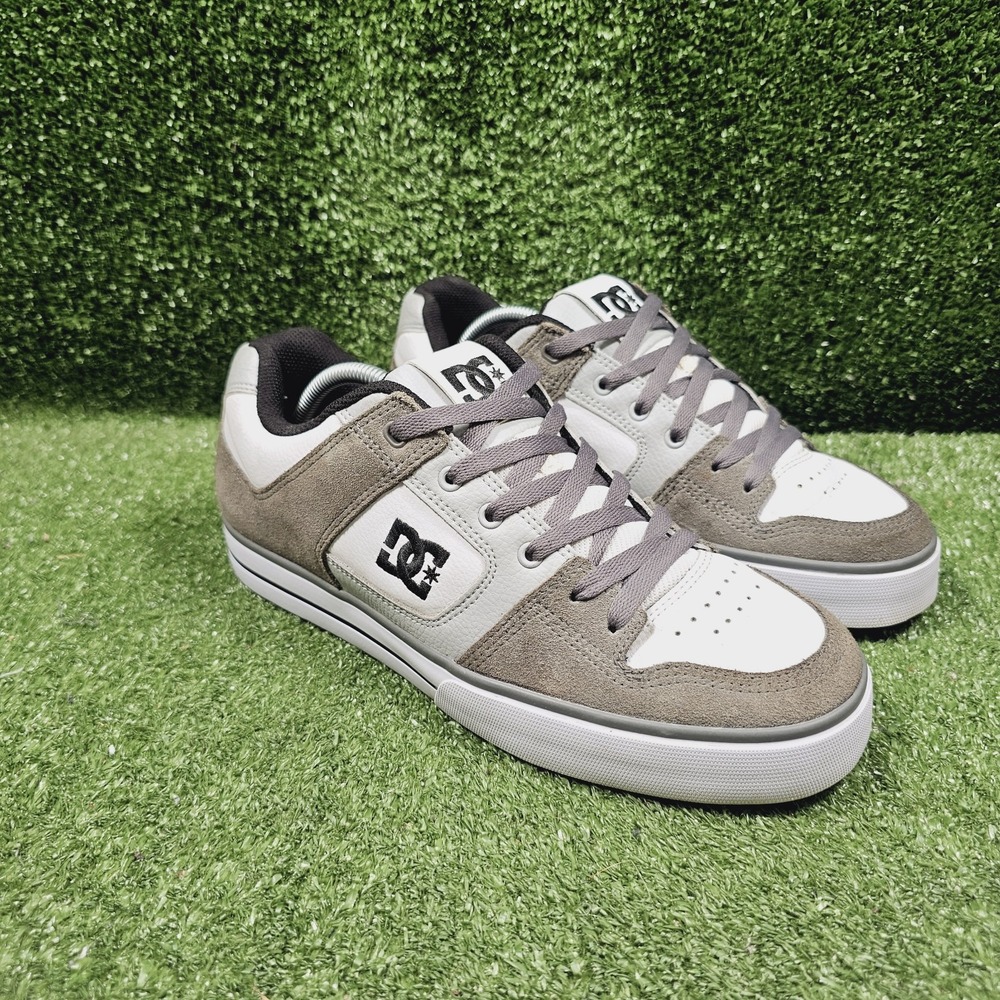 DC Shoes Pure 09 White Leather Grey Suede Athletic Skateboard Sneakers Mens 10.5
